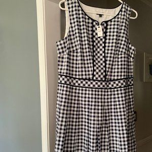 TALBOTS Beautiful NEW WITH TAGS Gingham Dress, Navy and White